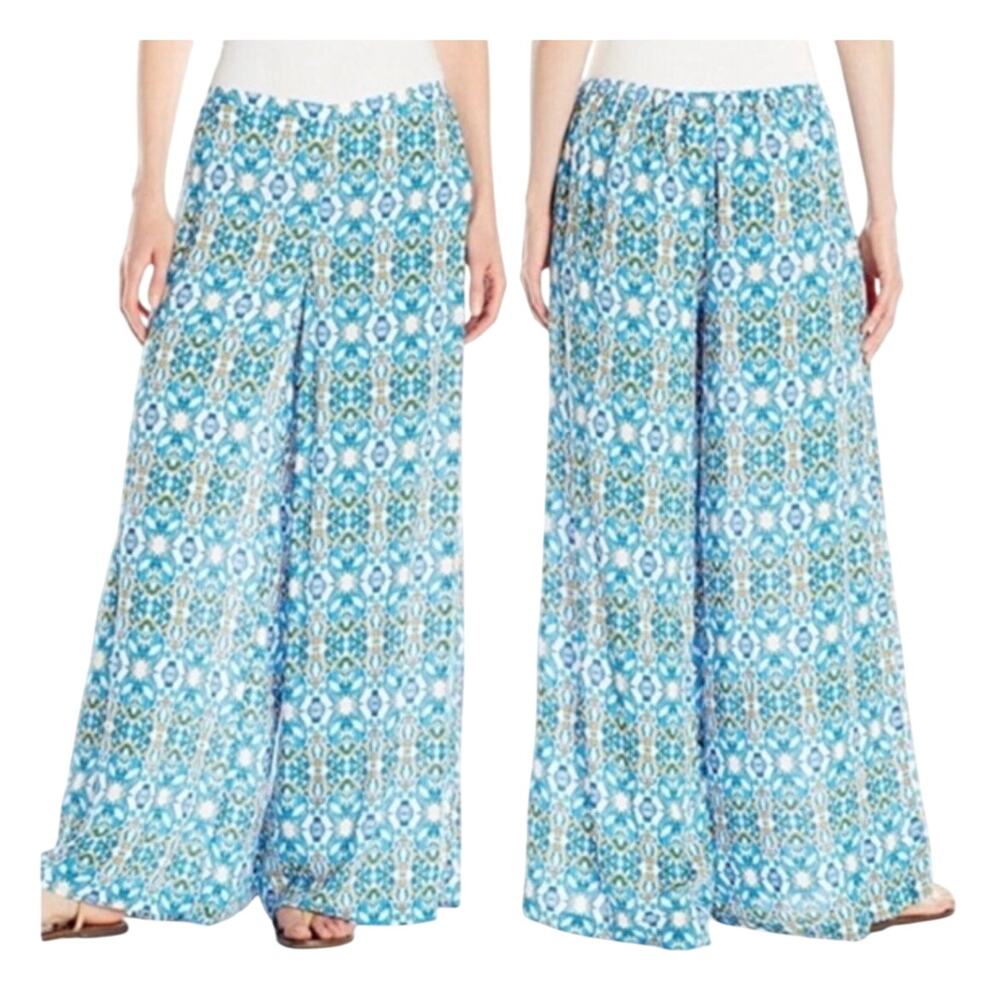 Tracy Reese Anthropologie Wide Leg Culotte Pants Beach Cover Up Medium Blue